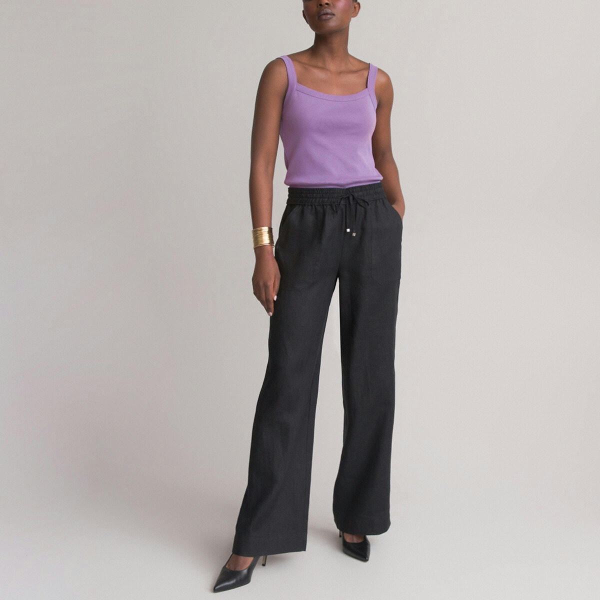 Pantalon large en lin