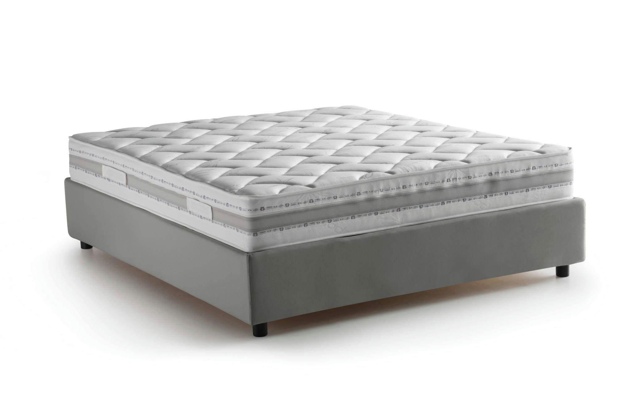 ADELE - Lit coffre 140x190 cm en tissu gris