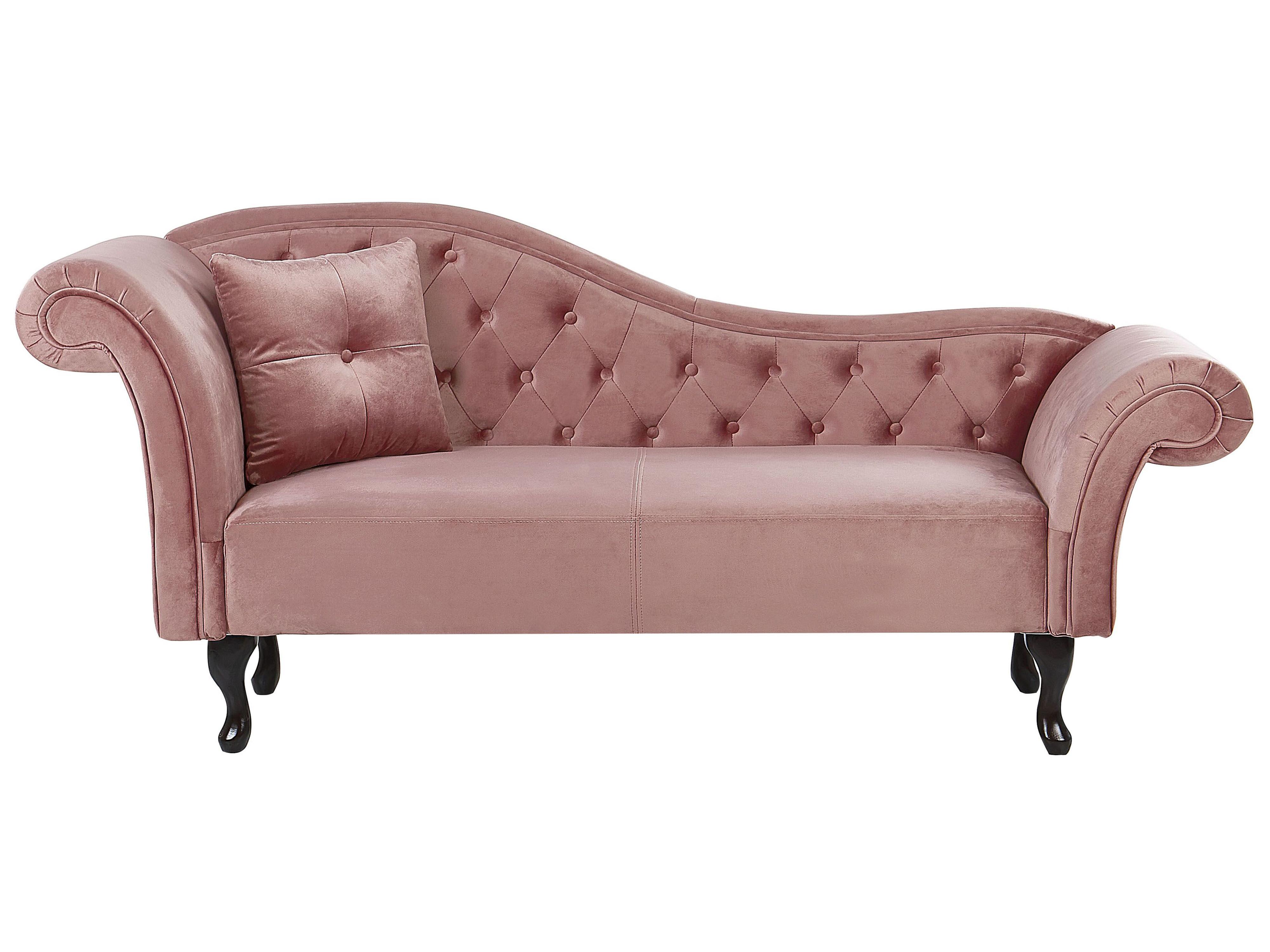Left-Hand Chaise Longue LATTES Velvet Pink