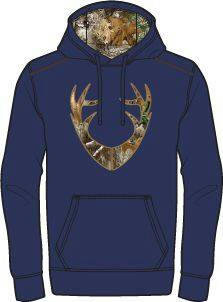 Huntshield Men's Hoodie with Kangaroo Pocket for Hunting/Hiking, Blue/Camo