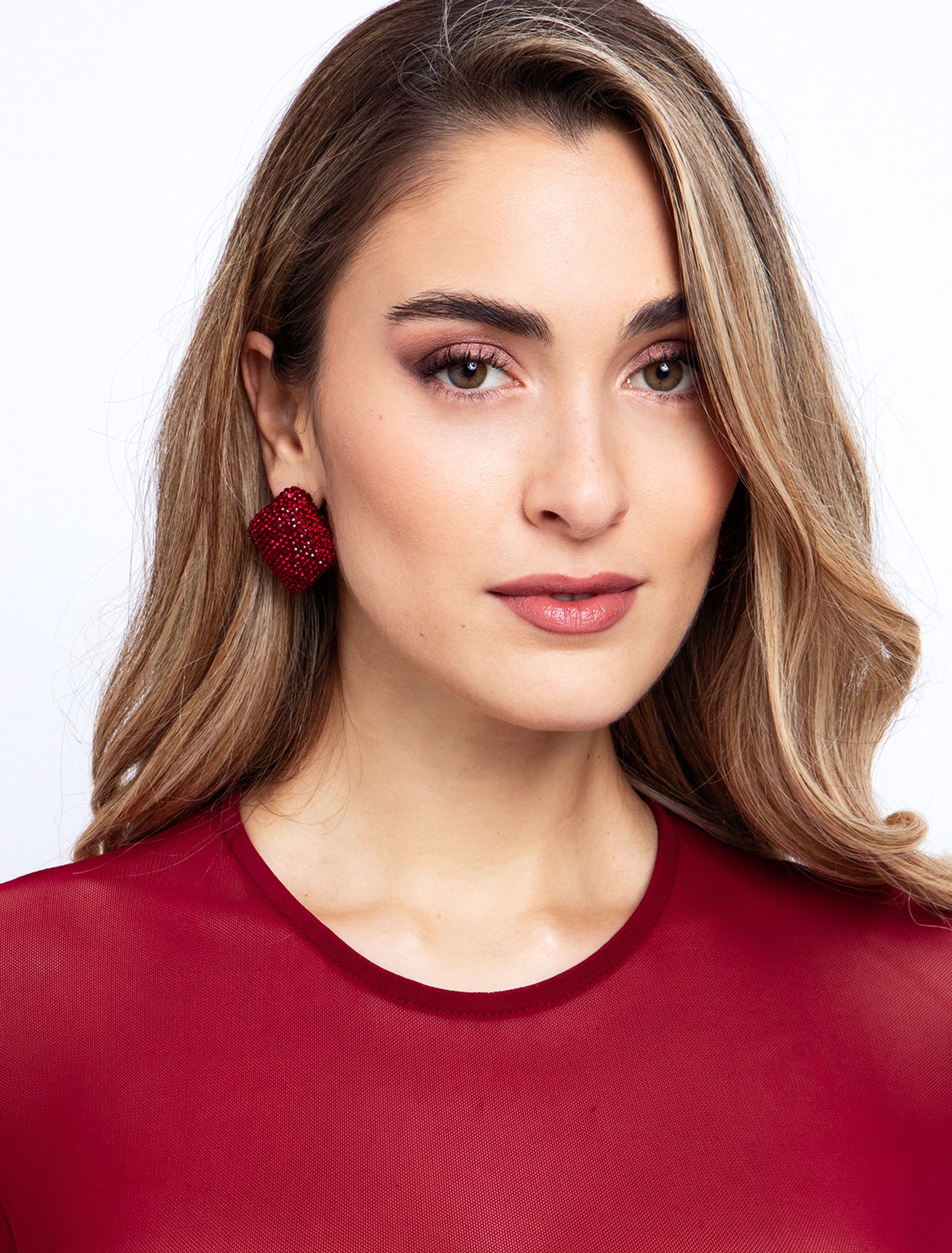 Σκουλαρίκια κουμπιά τετράγωνα