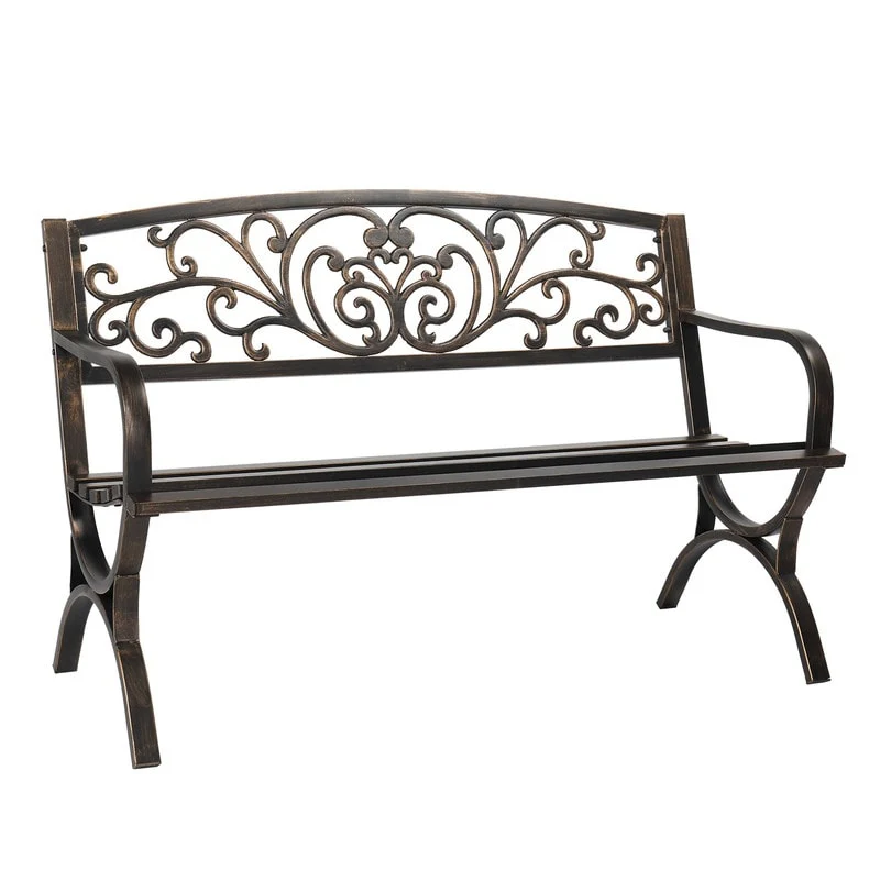Patio 50 in. Powder Coated Iron Park Bench