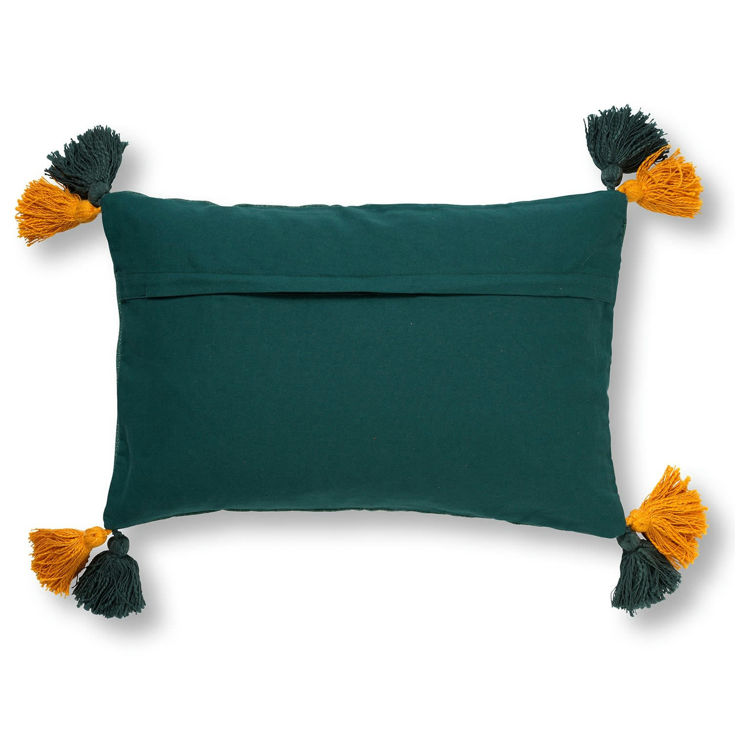 ZINA - Housse de coussin vert en coton-40x60 cm avec imprimé rétro