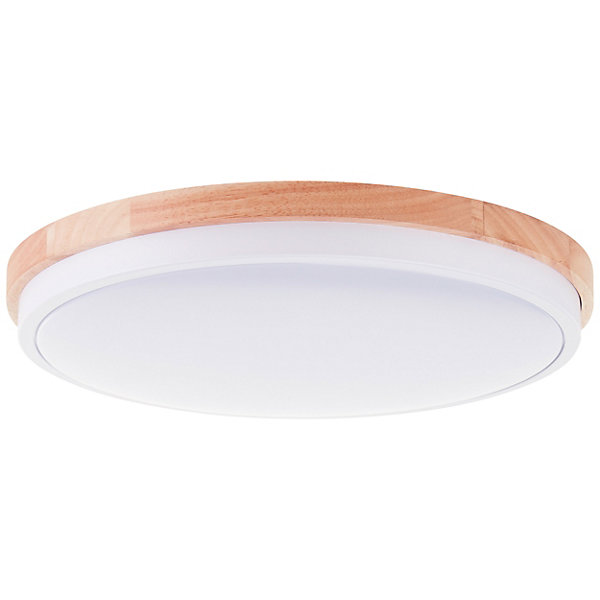 BAARLO Plafonnier blanc mat/bois LED intégrée 24W métal/bois/plastique ampoule incluse