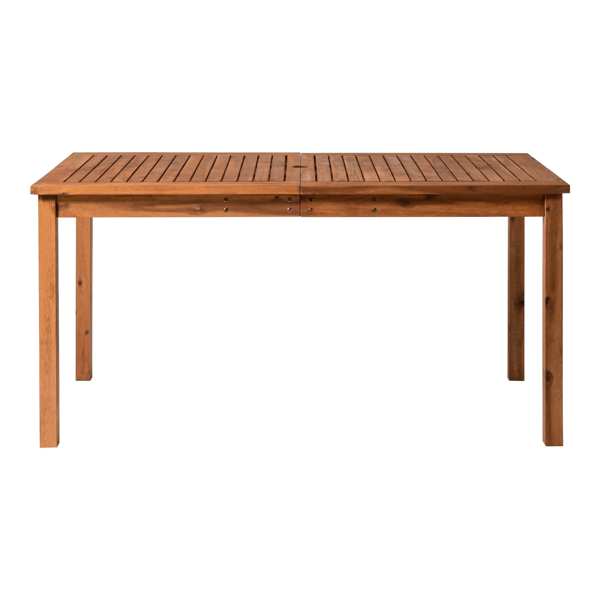 Contemporary Slat-Top Wood Outdoor Dining Table - Brown