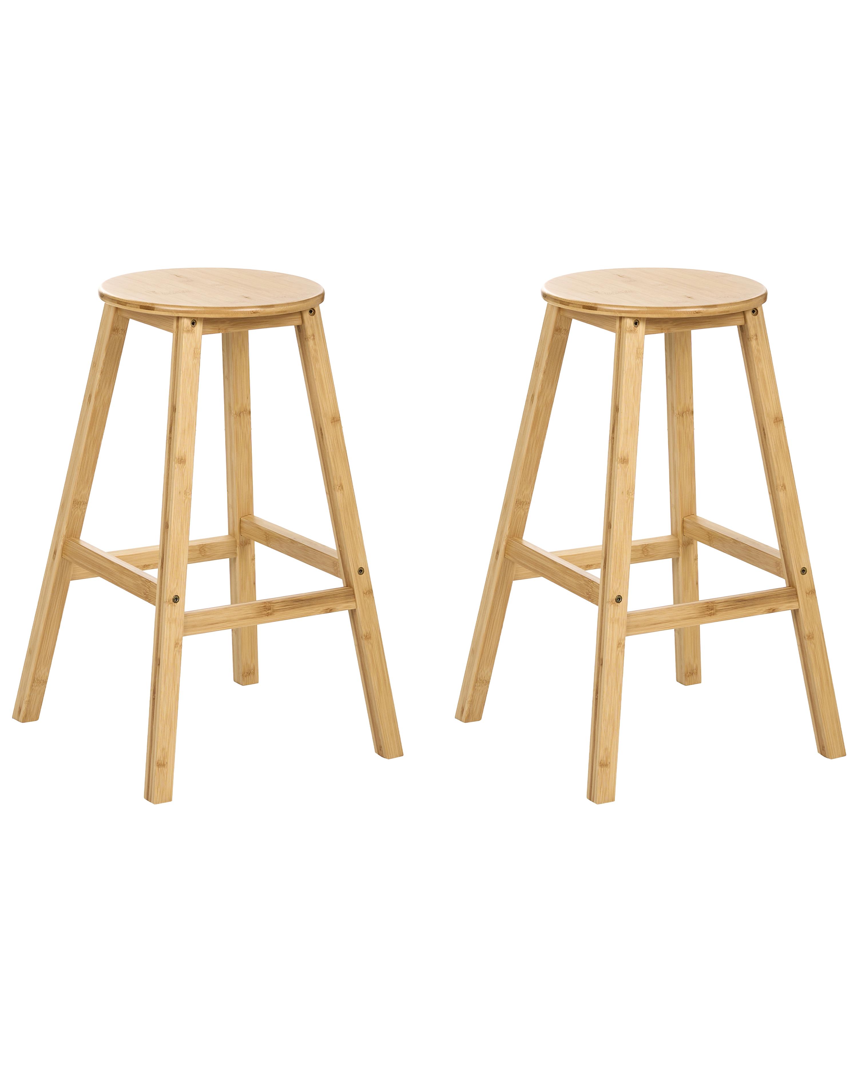 Set of 2 Bar Stools ANCELLE Bamboo Light Brown