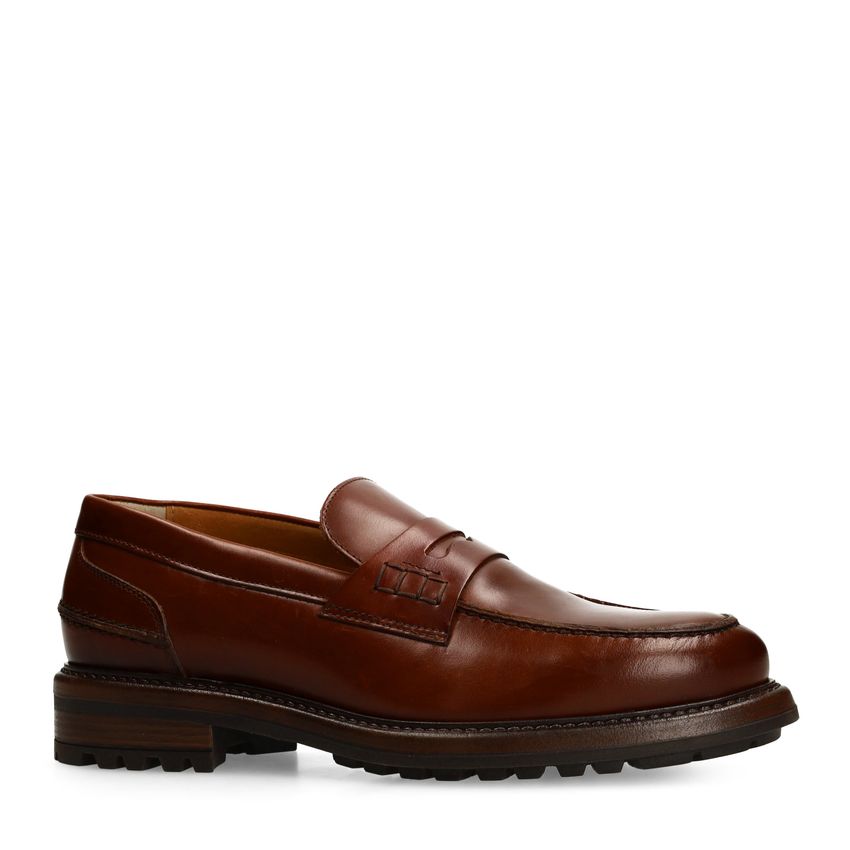 Manfield Cognac leren loafers