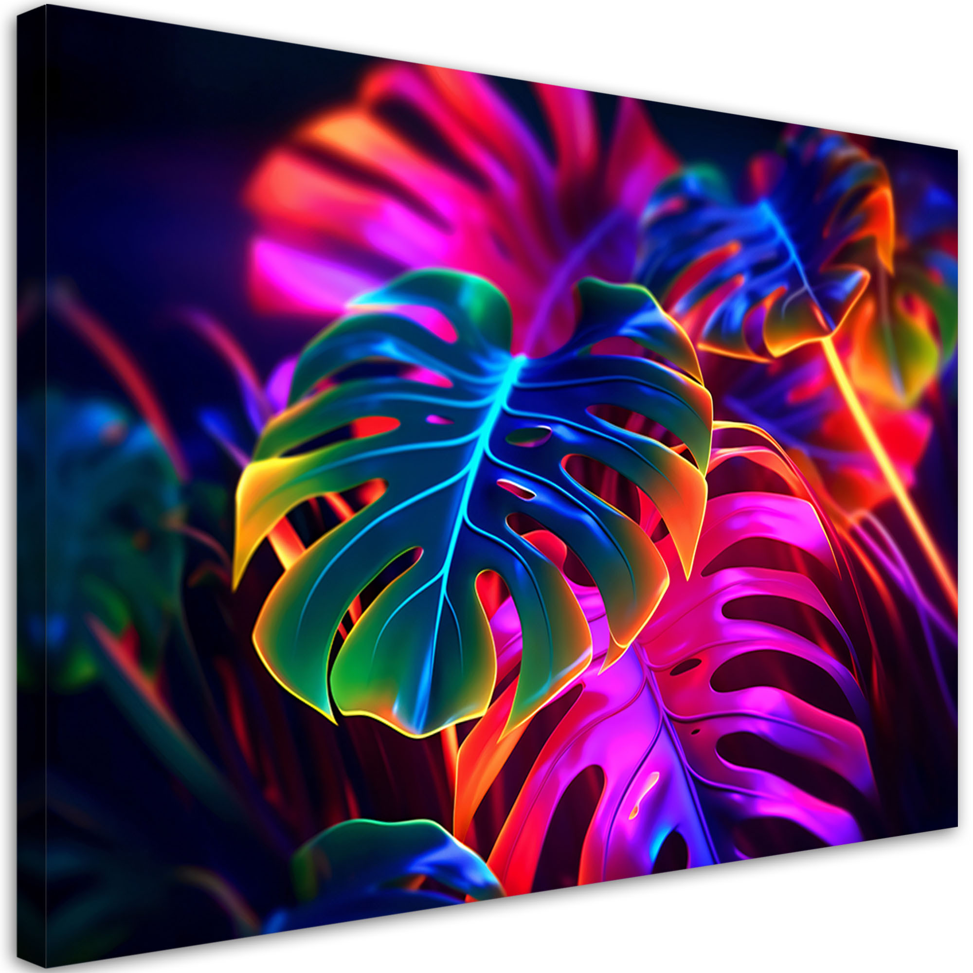 Feeby Obraz na płótnie,Monstera fluorescencyjne liście 60x40