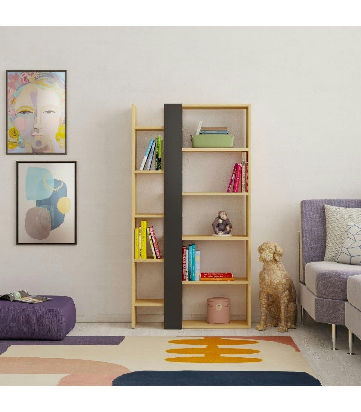 AXEL - Étagère 9 tablettes - Effet bois - L80 x H152 cm