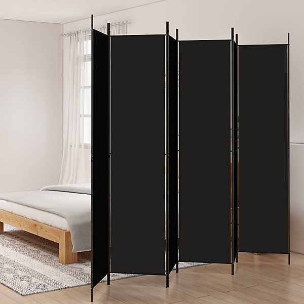 Cloison de séparation 6 panneaux Noir 300x220 cm Tissu vidaXL