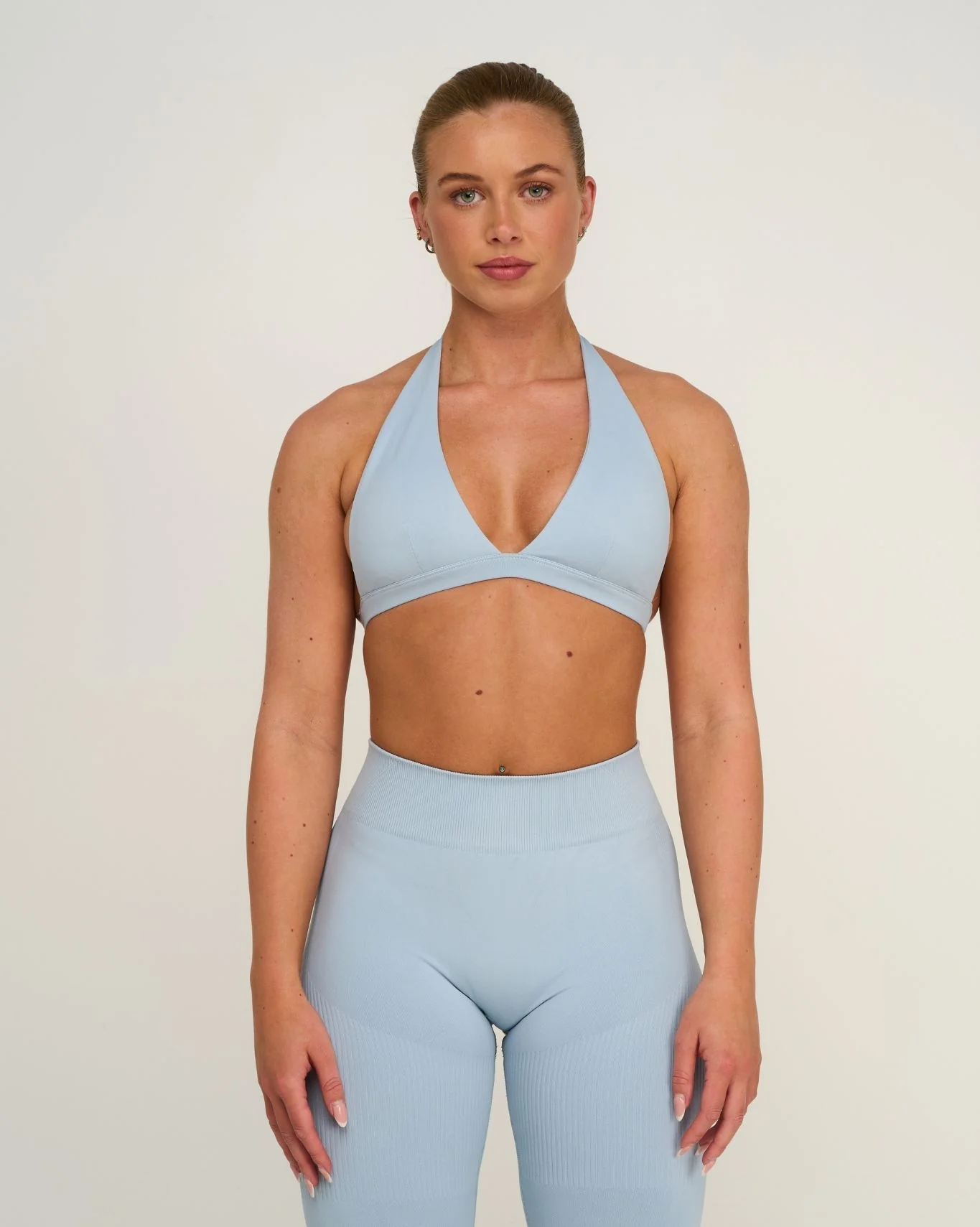 Elevate™ Sculpting Seamless V-Neck Halter Bra | Blue Haze