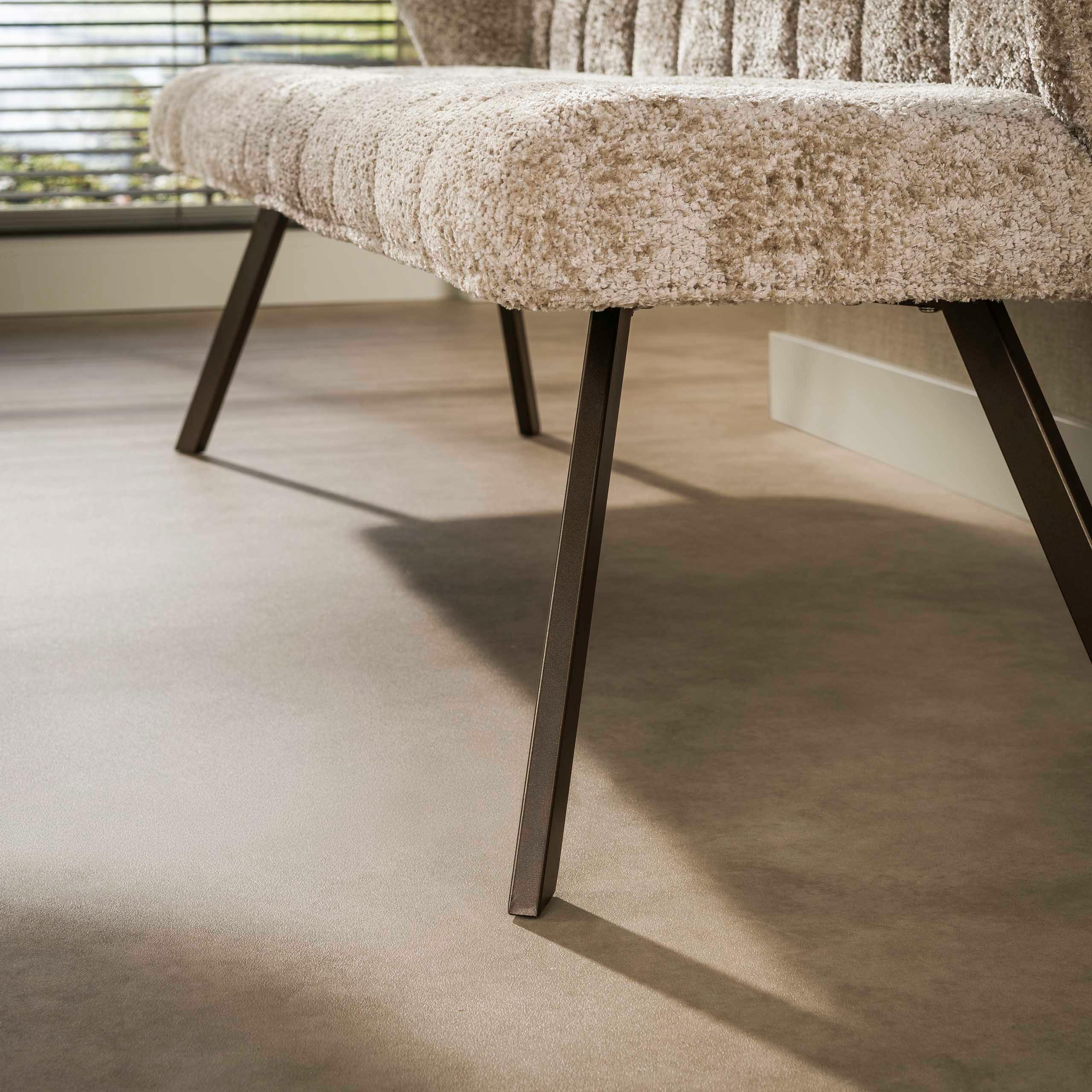 Banc de table beige bouclette pieds bronze 180 cm MELBOURNE