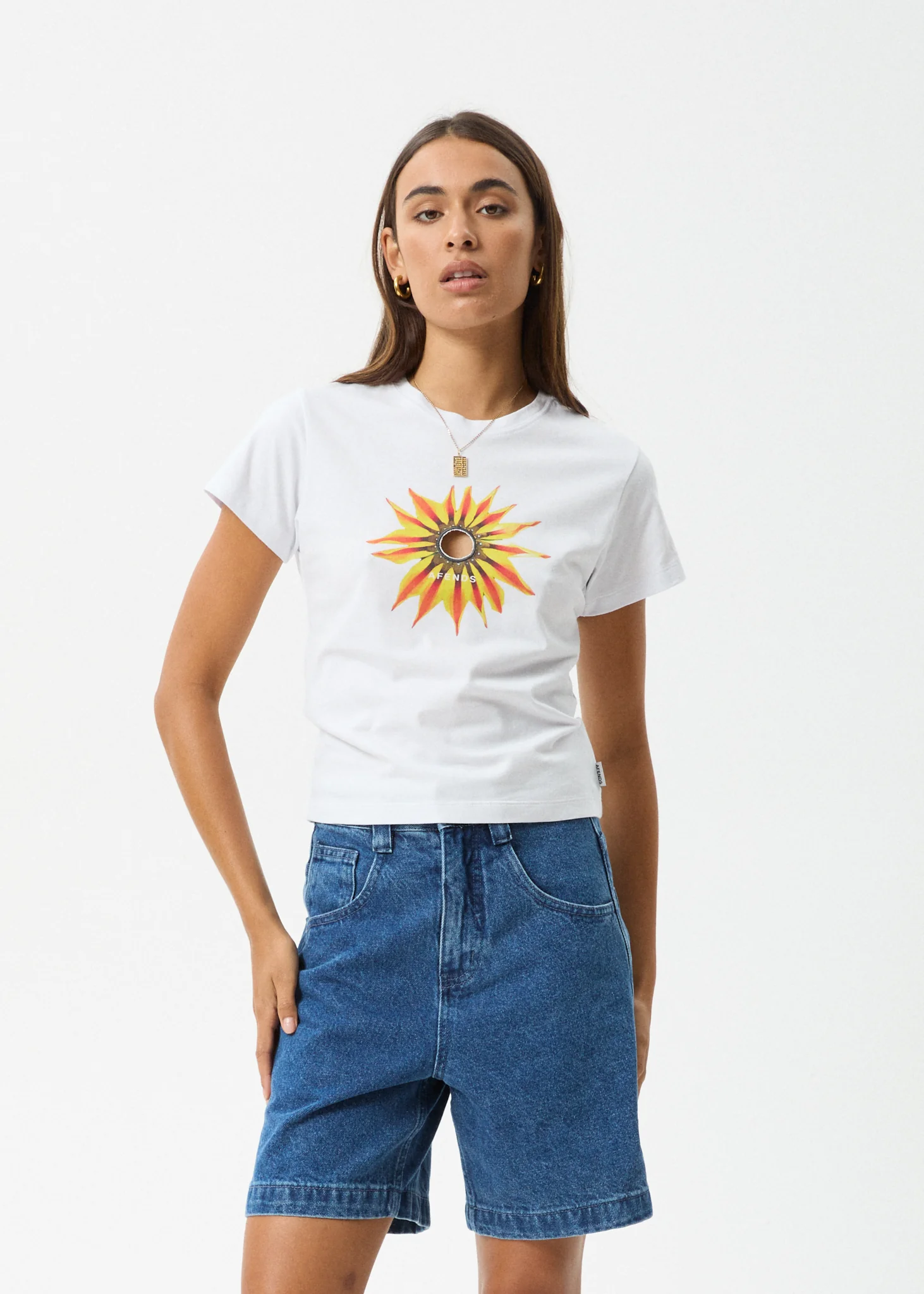 AFENDS Womens Keyhole - Baby Tee - White