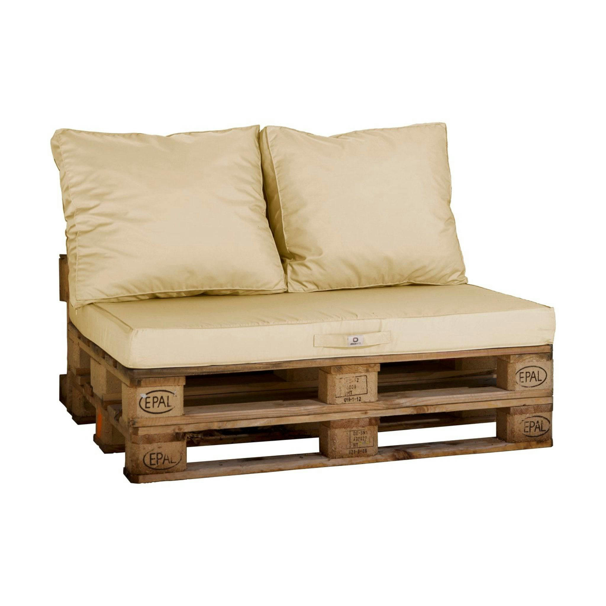 - Lot de 3 coussins pour palette déhoussables en polyester beige