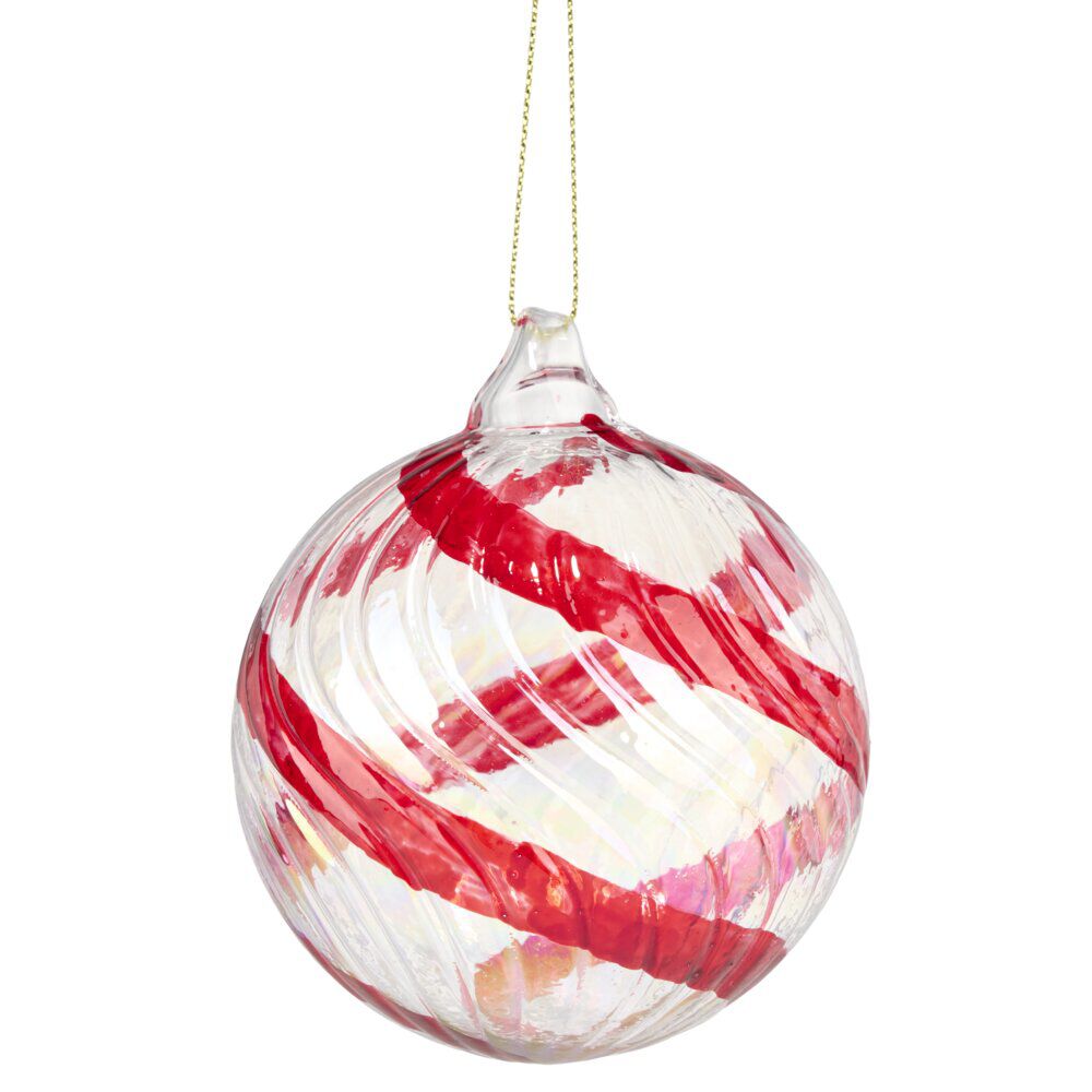 Boule de No&euml;l spirale en verre Ø8cm (2 modèles)