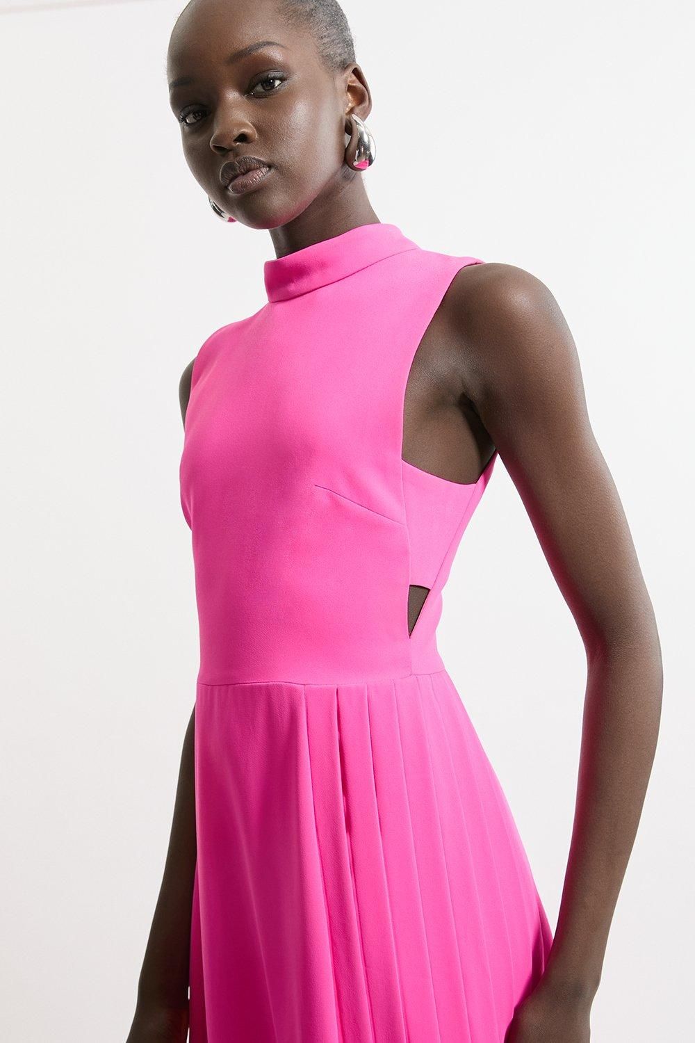 KarenMillen Soft Tailored Pleated Panel Midaxi Dress