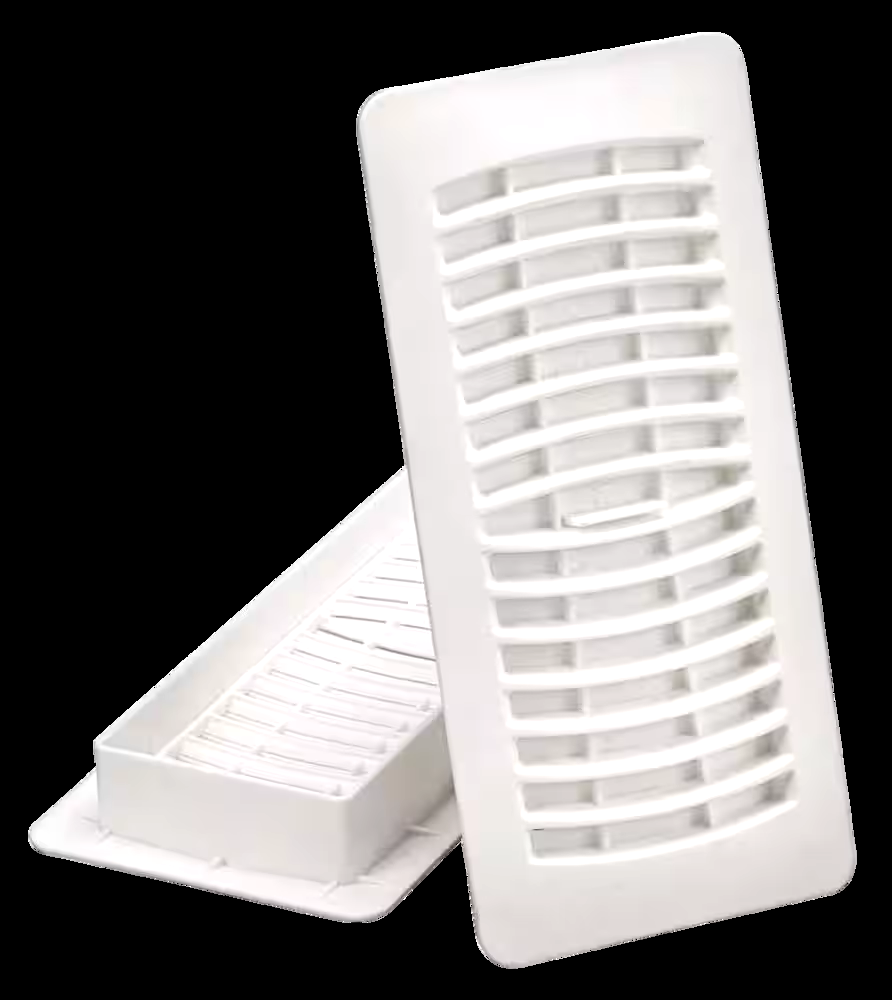 Imperial Louvered Plastic Floor Register, Adjustable, Dishwasher Safe, White, 4 x 10-in