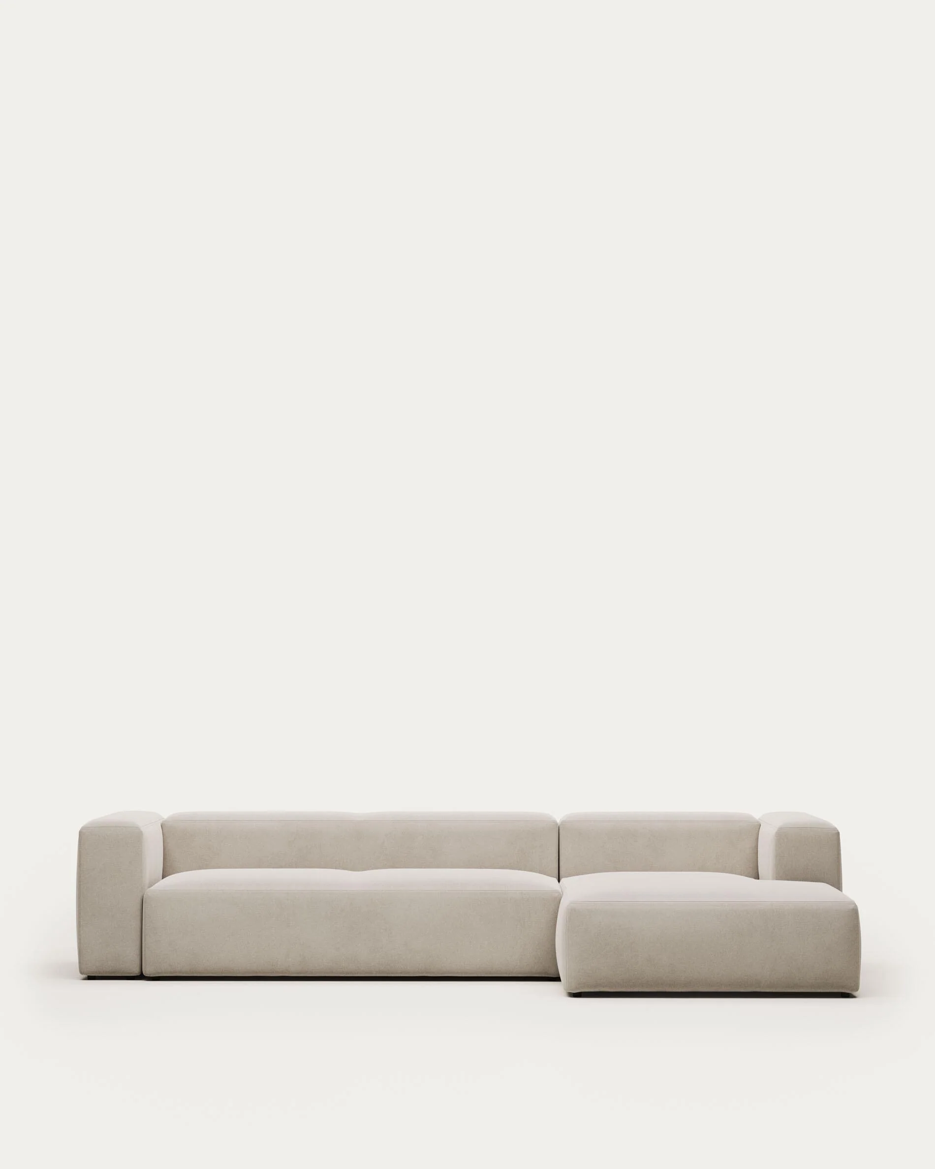 Blok 4-seater beige chenille right chaise longue sofa 330cm FSC Mix Credit