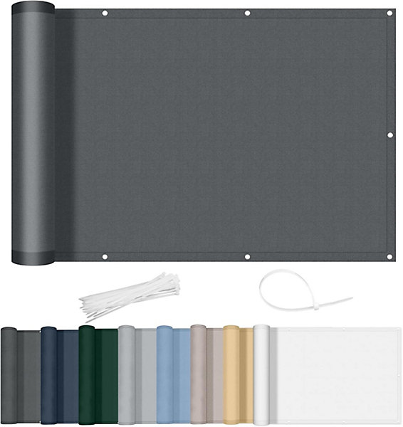 Brise Vue Balcon 90x300cm Imperméable Serre Câbles pour Exterieur Terrasse-Anthracite