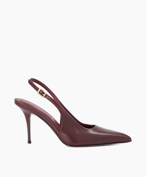 Cai Burgundy - Leather Slingback Court Shoes