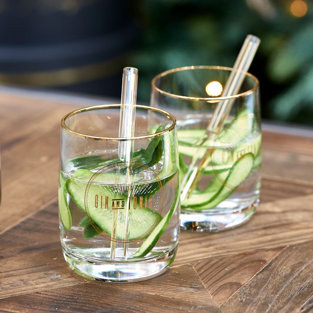 Szklanki ze szklanymi słomkami Le club Gin and Tonic 2szt Riviera Maison
