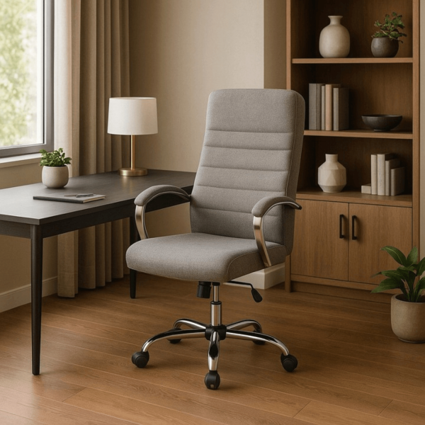 Fotel Biurowy Obrotowy Krzesło Do Biurka Komputer Ergonomiczny Szary RENES