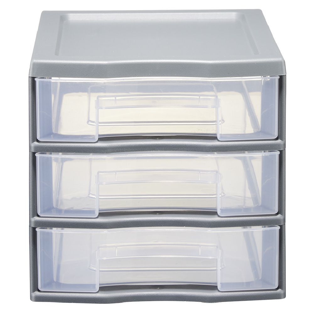 Tour de rangement 3 tiroirs format A6 gris