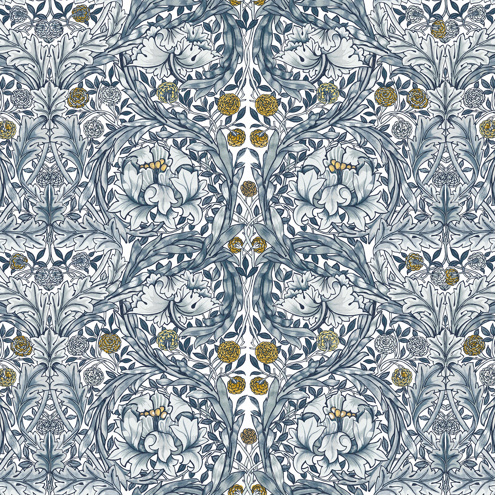 William Morris at Home Fotobehang - African Marigold Blue - 400x250 cm