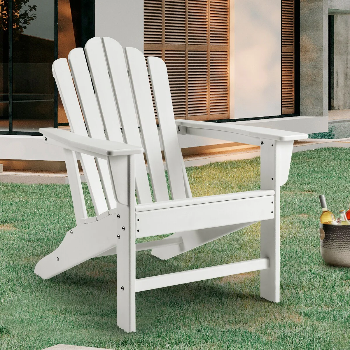 Classic Outdoor Slat-Shaped Adirondack Chair for Garden Porch Patio Deck Backyard
