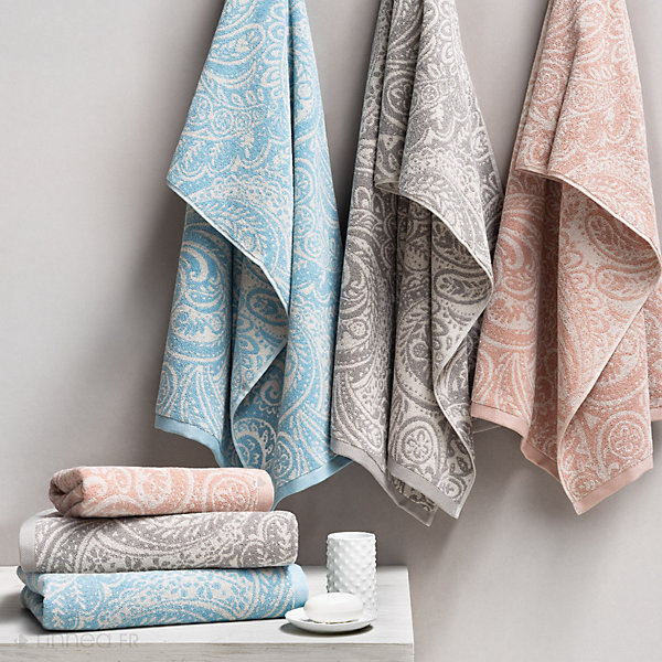 Drap de douche coton 70x140 cm motif mandala collection PLENTY bleu