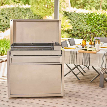 Pack plancha gaz Premium 75 inox marin   chariot   couvercle - Forge Adour