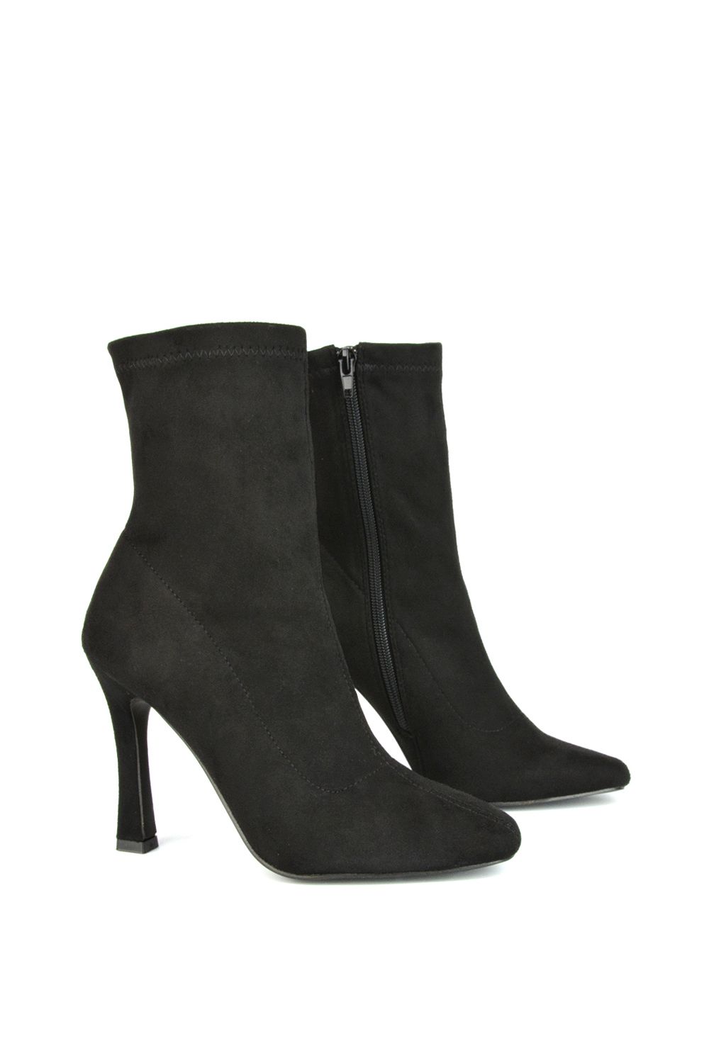 XY London Paula' Ankle Boots Stretch Sock Zip Stiletto Heels