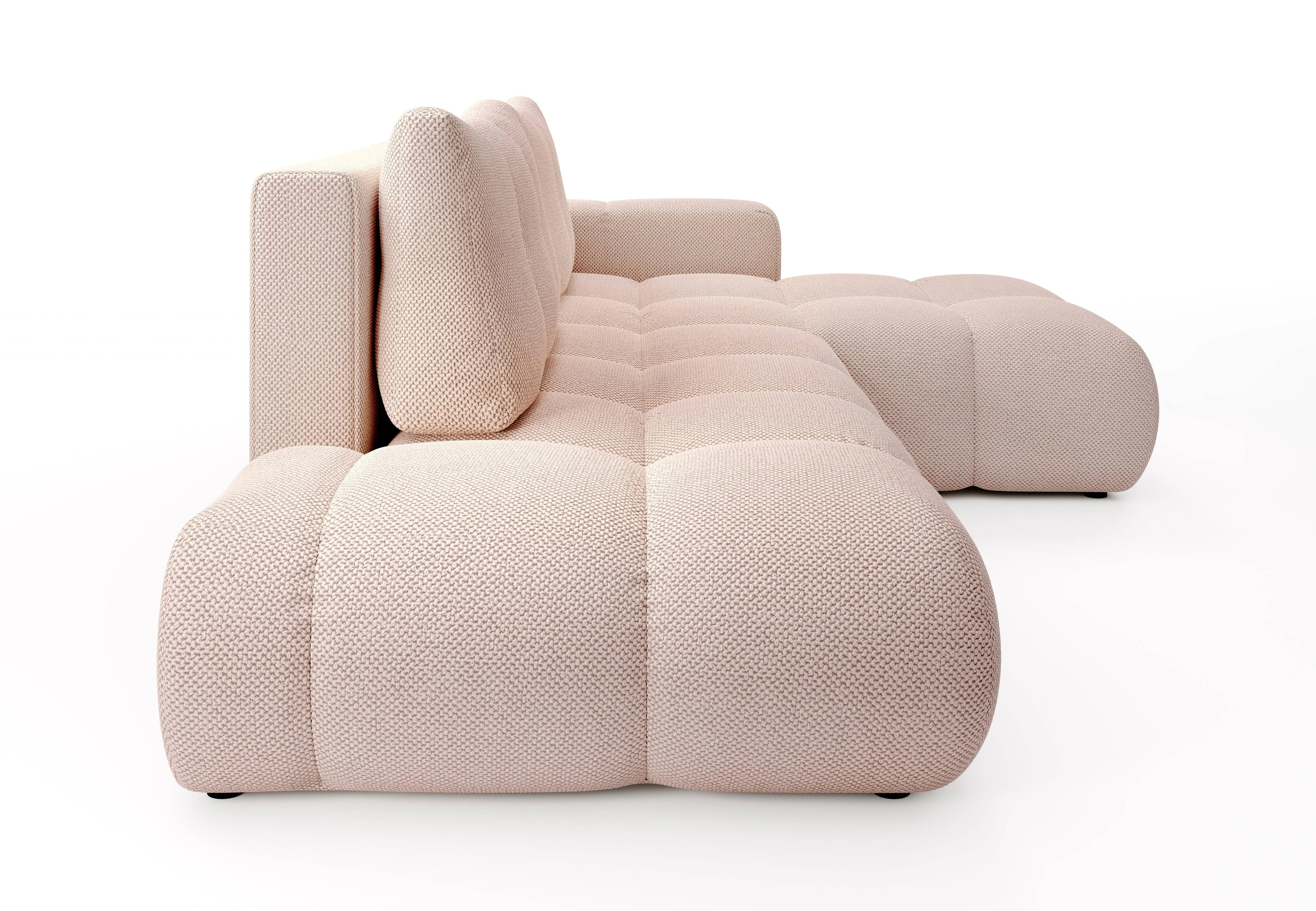 Hoekbank SOLA met slaapfunctie rechts chenille bouclé