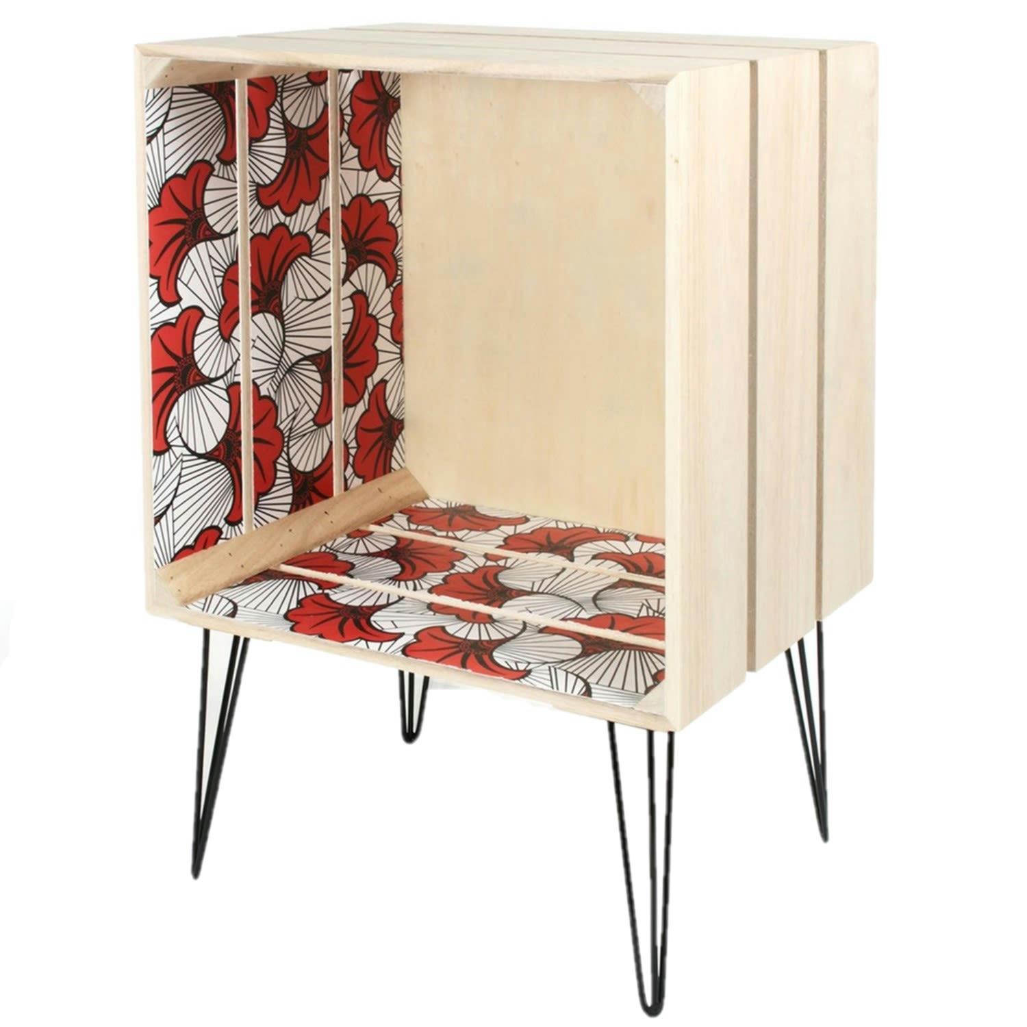 - Bout de canapé ethnique wax l. 40 x h. 60 cm rouge