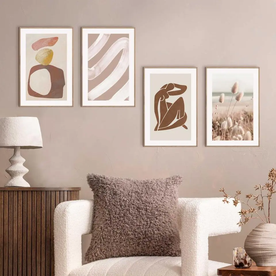 Set poster met lijst - Aards & Abstract