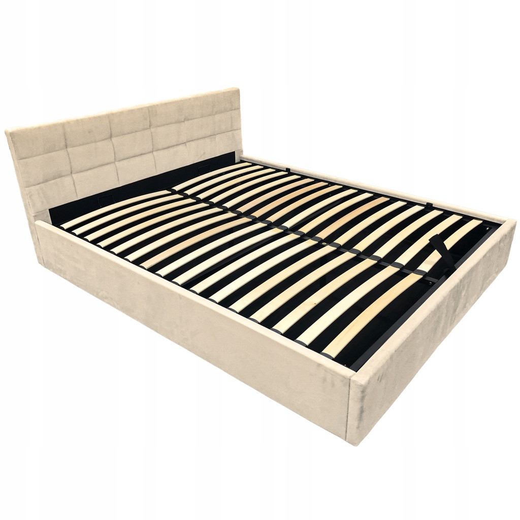 Łóżko tapicerowane z pojemnikiem i stelażem LT104 Modulo 140x200x81 krem