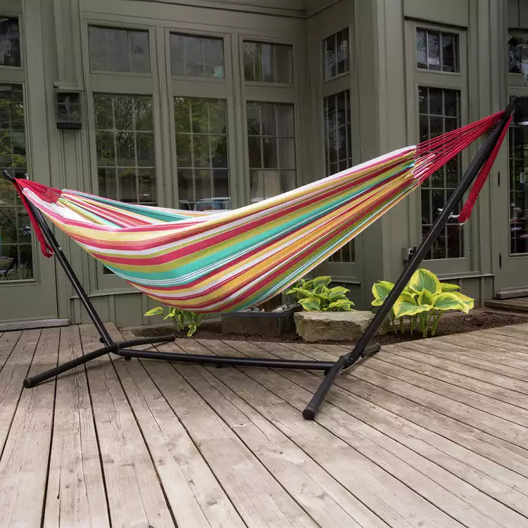Vivere Salsa Double Hammock with Metal Stand