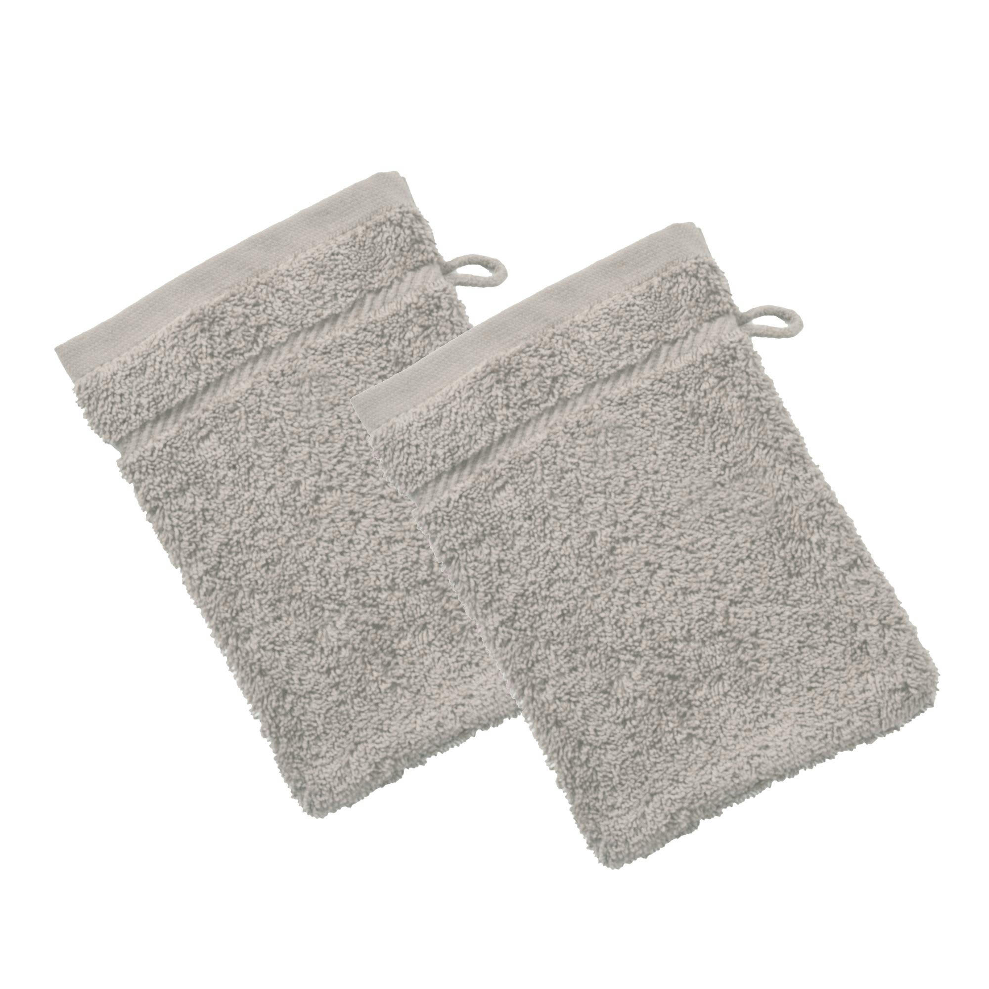 CLAIRE - Lot de 2 gants de toilette 15x20 gris galet en coton
