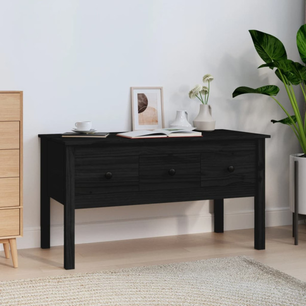 Stolik Kawowy Ława Stół Czarny Drewniany 102x49x55 Szuflady Do Salonu