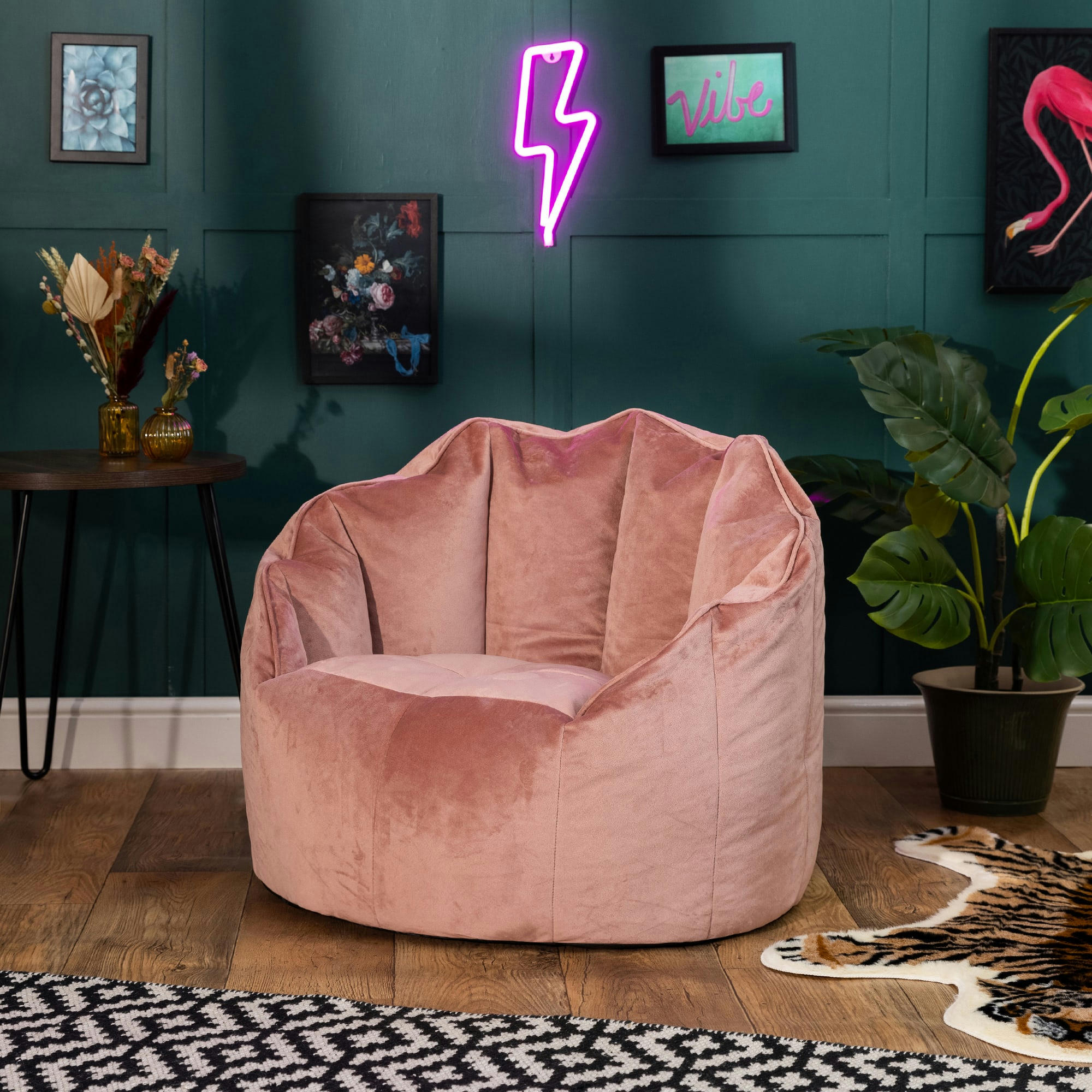 SIRENA - Pouf fauteuil velours rose