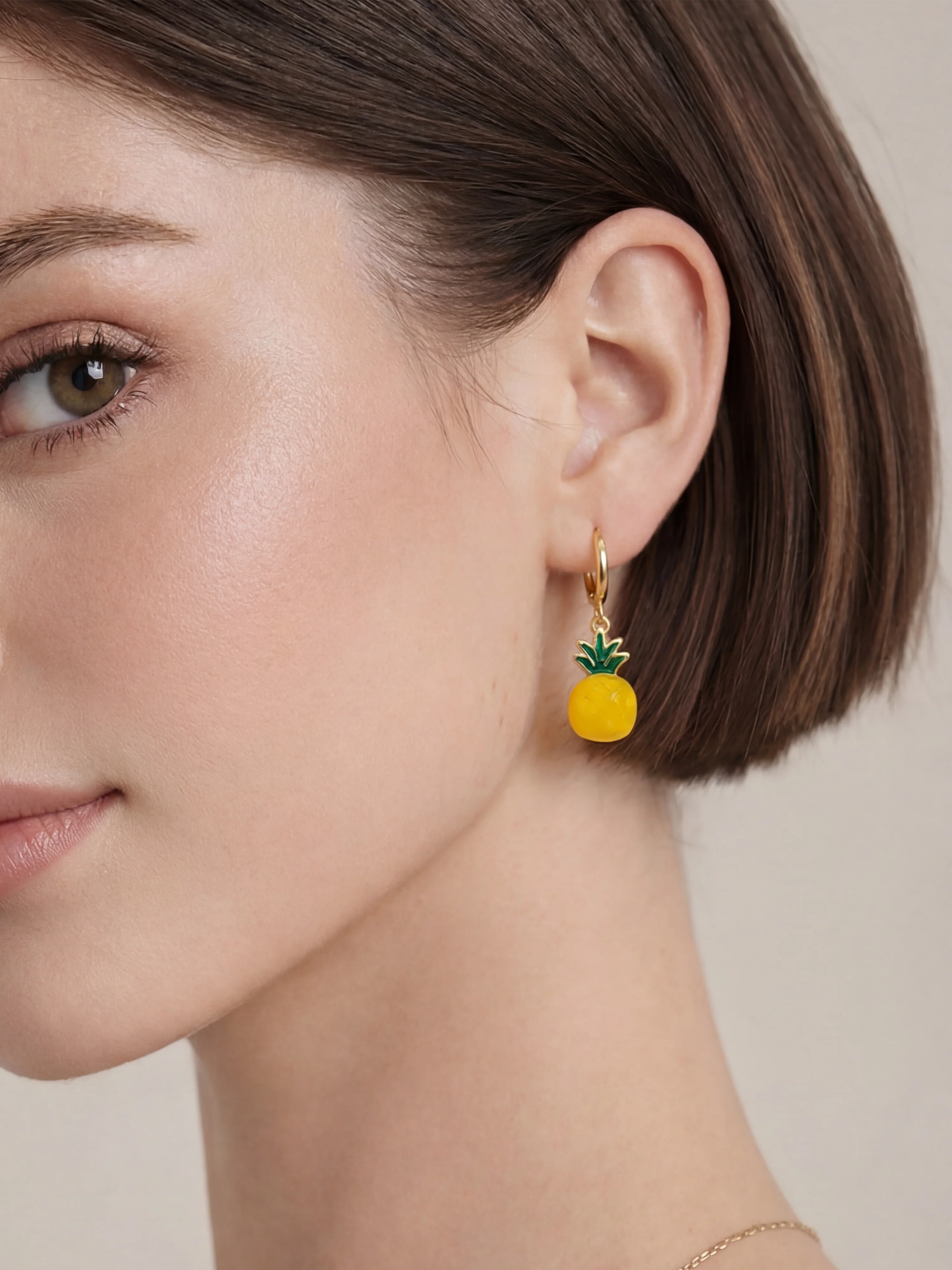 Harvest — Jade Stone Charm Earrings in Pineapple