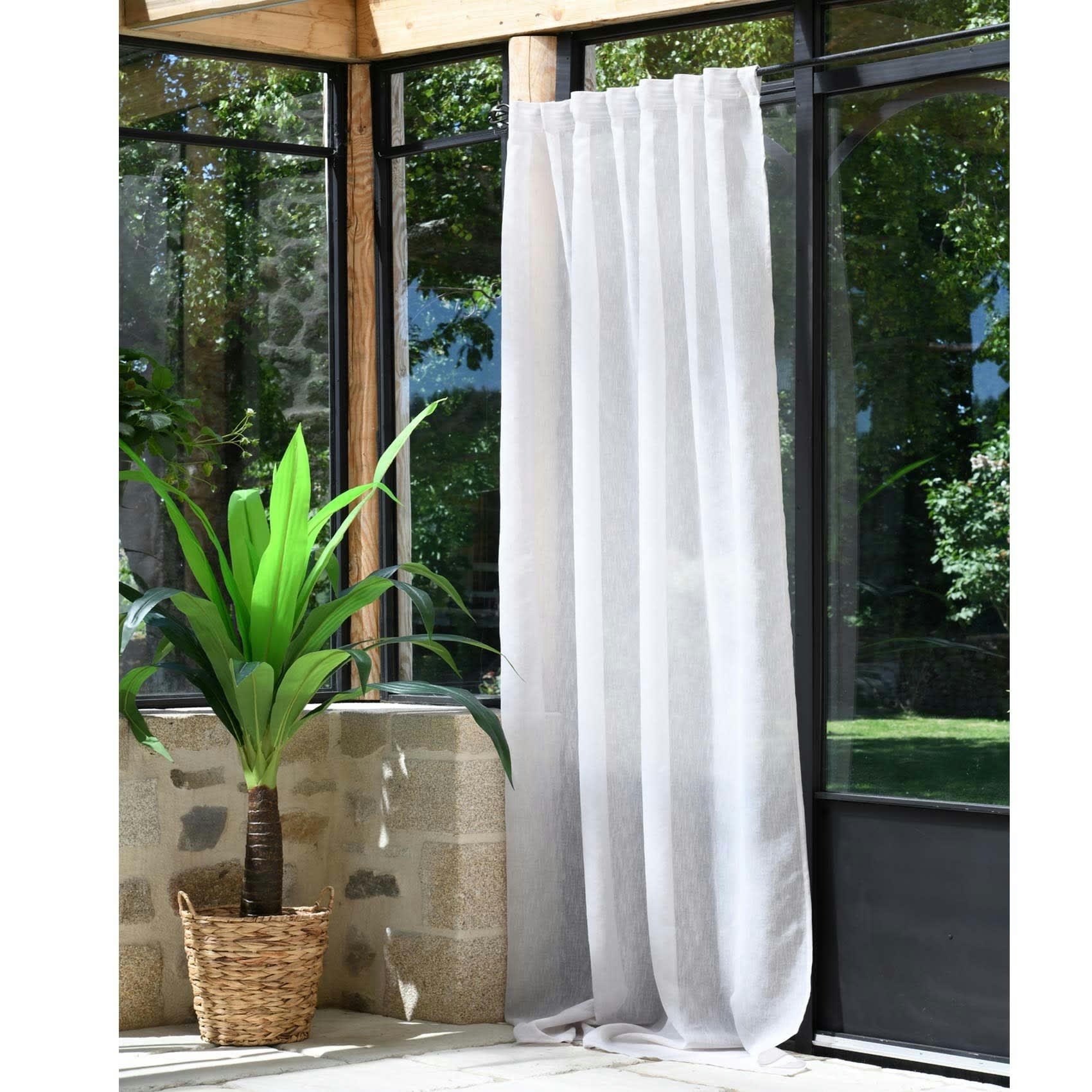 - Voilage tamisant à pattes cachées polyester naturel 140x260 cm