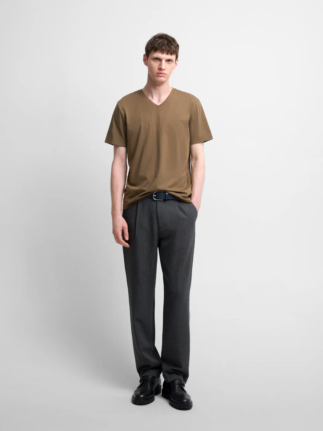 Chino à pinces chiné