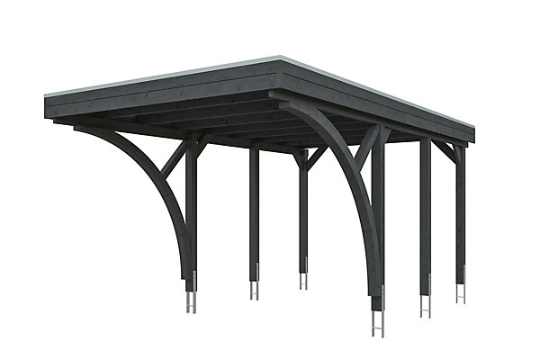 Carport SKAN HOLZ Friesland Set F, 320 x 555 cm, avec deux arcs d'entrée, gris ardoise