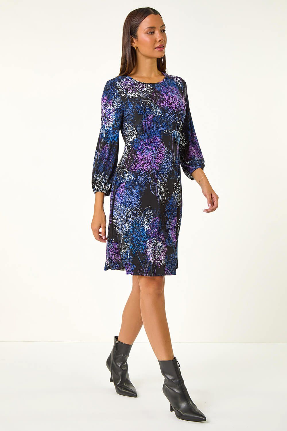 Roman Foliage Print Tea Dress