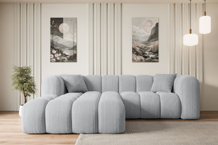 Narożnik lewostronny bez funkcji spania OLEA-L1 - 231x173x74 cm Szary