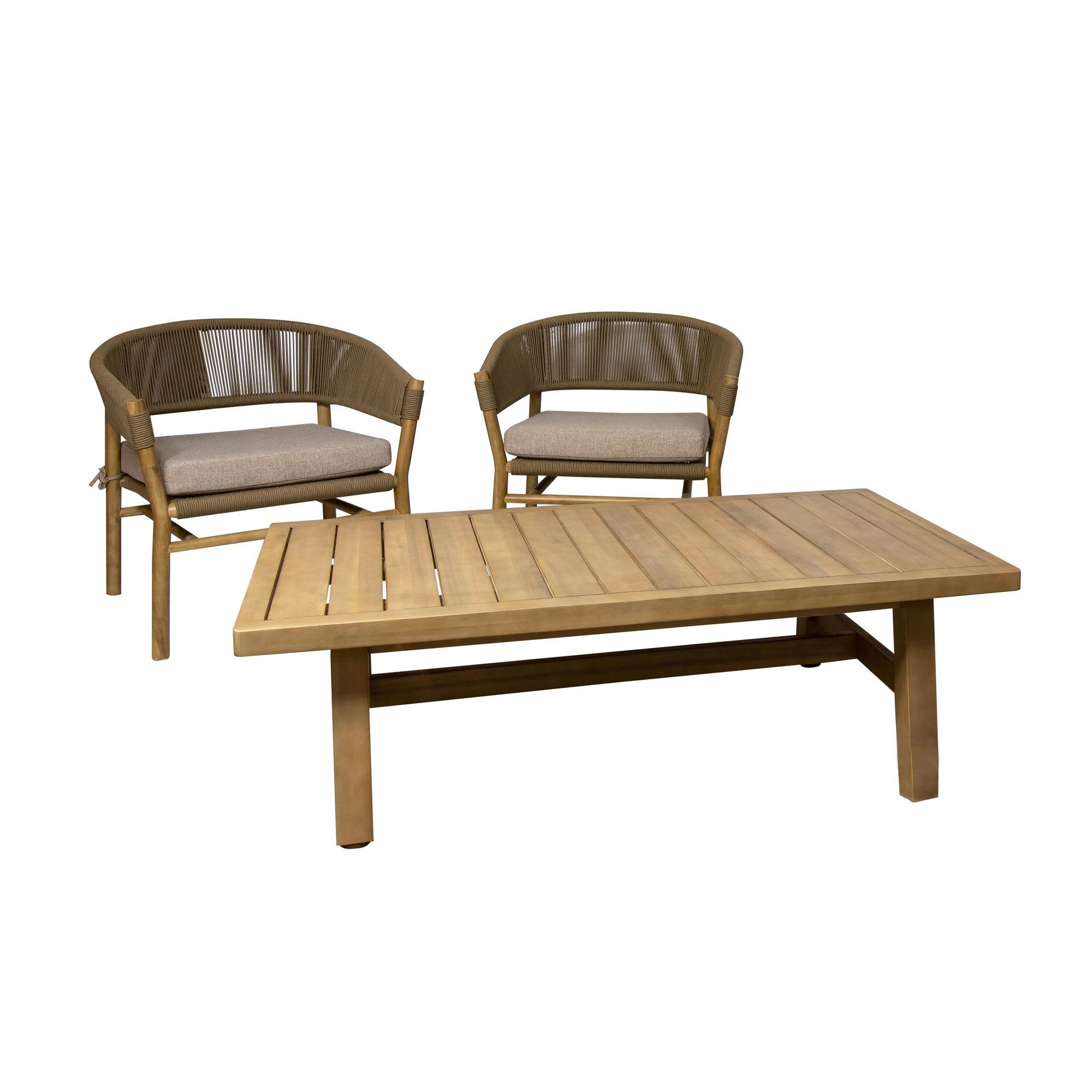 PANAMA - Salon de jardin en bois et corde 2 places