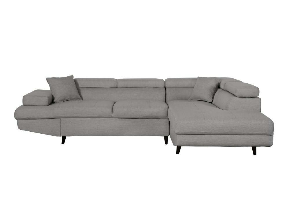 RIO SCANDI - Canapé angle droit convertible, coffre - Gris clair - Pieds noir