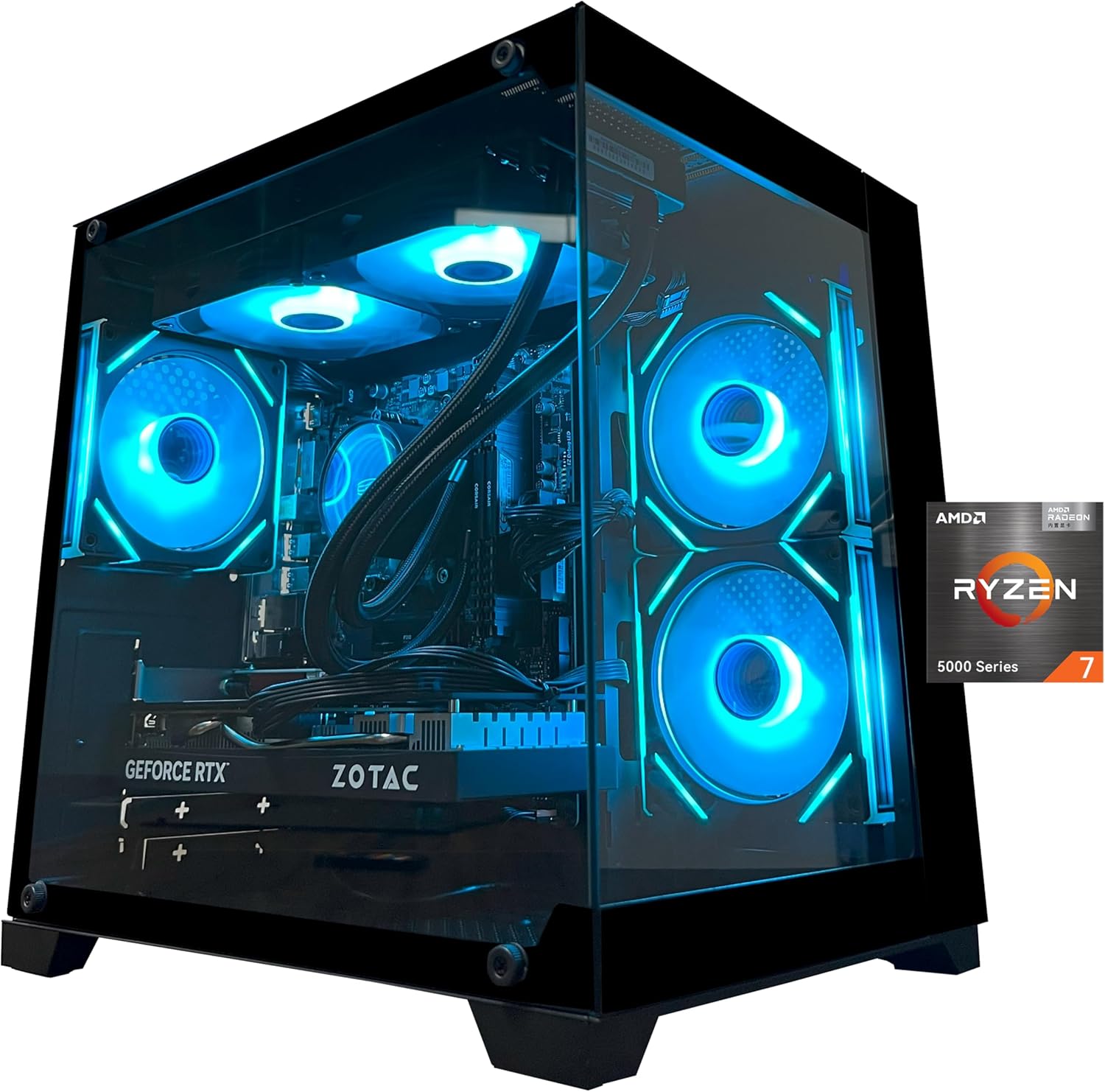 Gaming PC Desktop Computer  Ryzen 7 5700X RTX 5060 32GB DDR4 RAM and 1TB M.2 NVMe SSD  240 Liquid Cooler  ARGB Fans Game Design Office