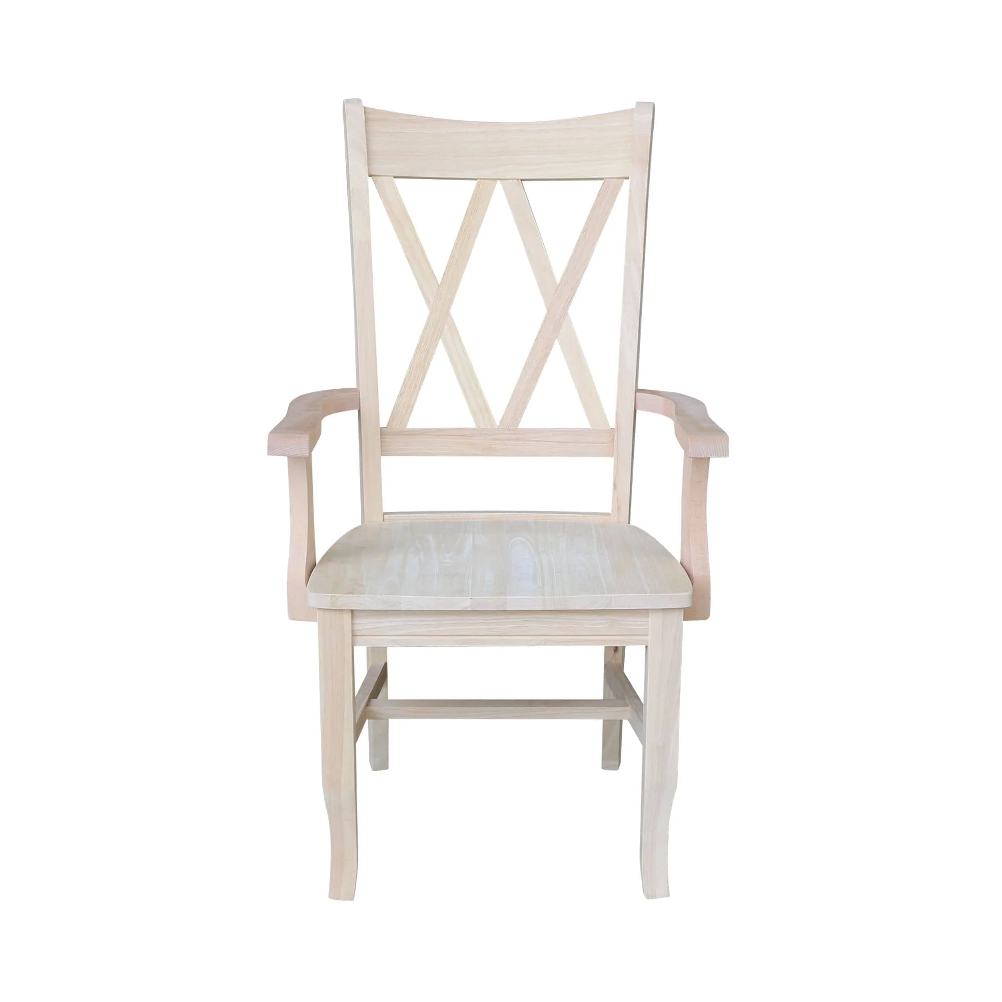 Solid Wood Double X-Back Dining Chair with Arms